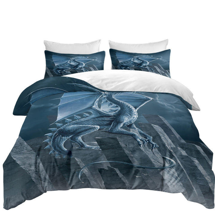 Fantasy Art Silver Dragon Best Duvet Covers