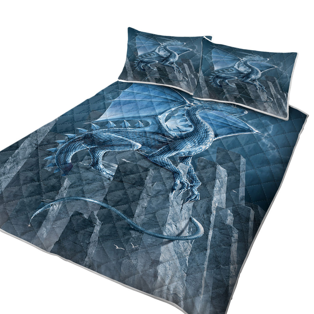 Fantasy Art Silver Dragon Coverlet