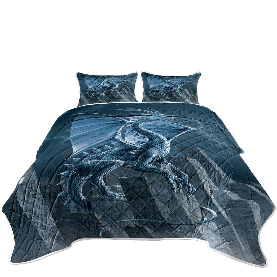 Fantasy Art Silver Dragon Coverlets