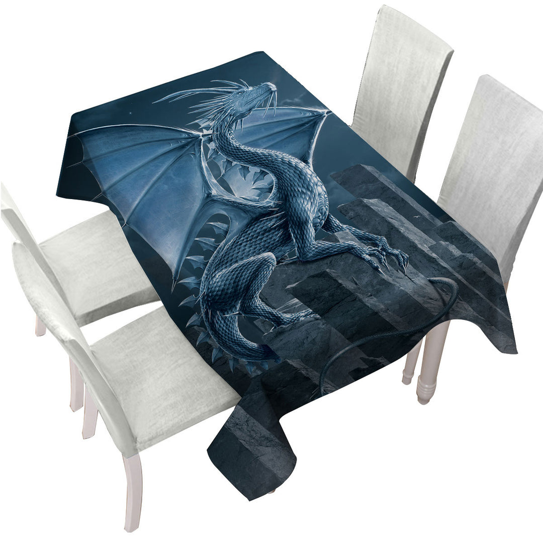 Fantasy Art Silver Dragon Tablecloths