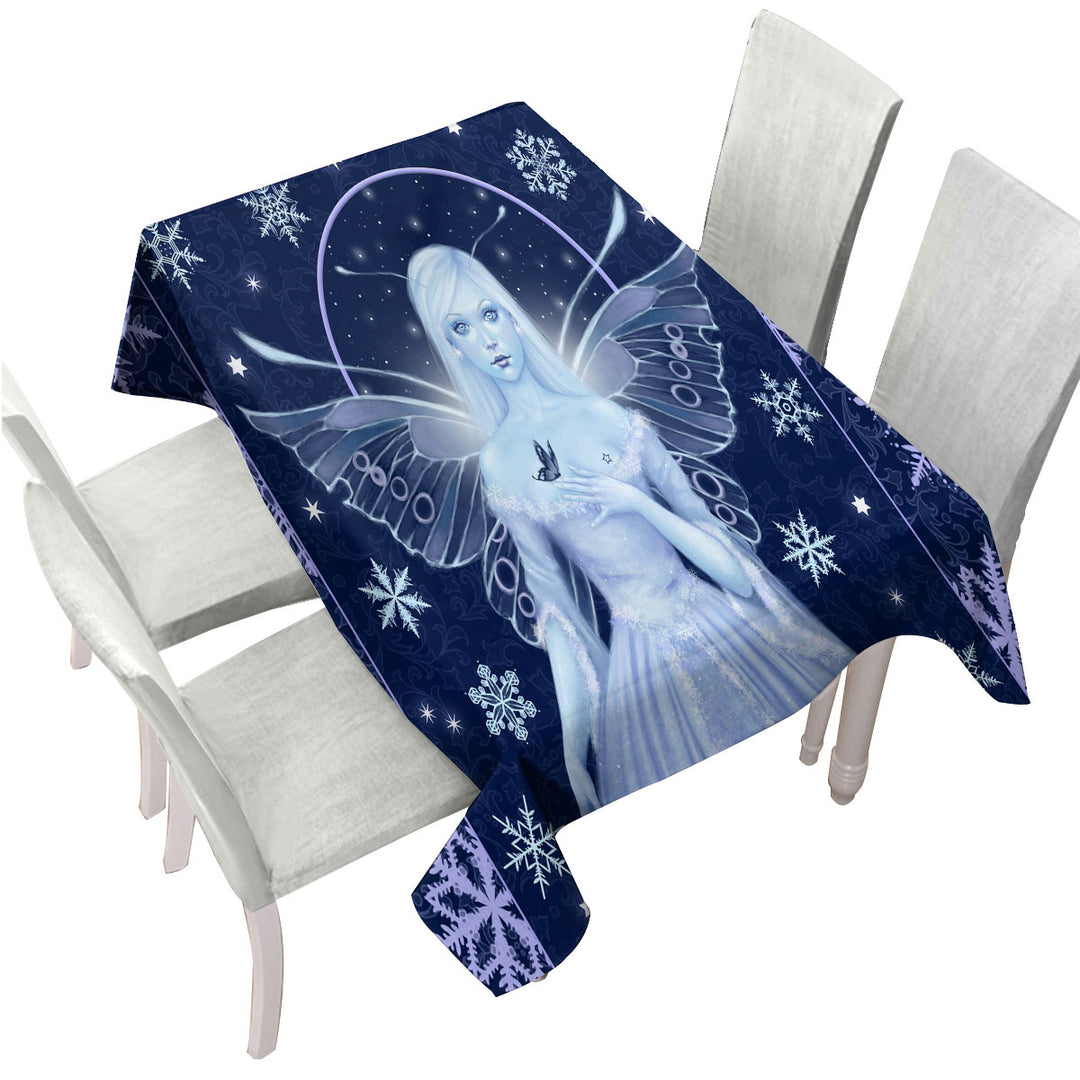 Fantasy Art Snowflakes and Stunning Snow Fairy Table Cover