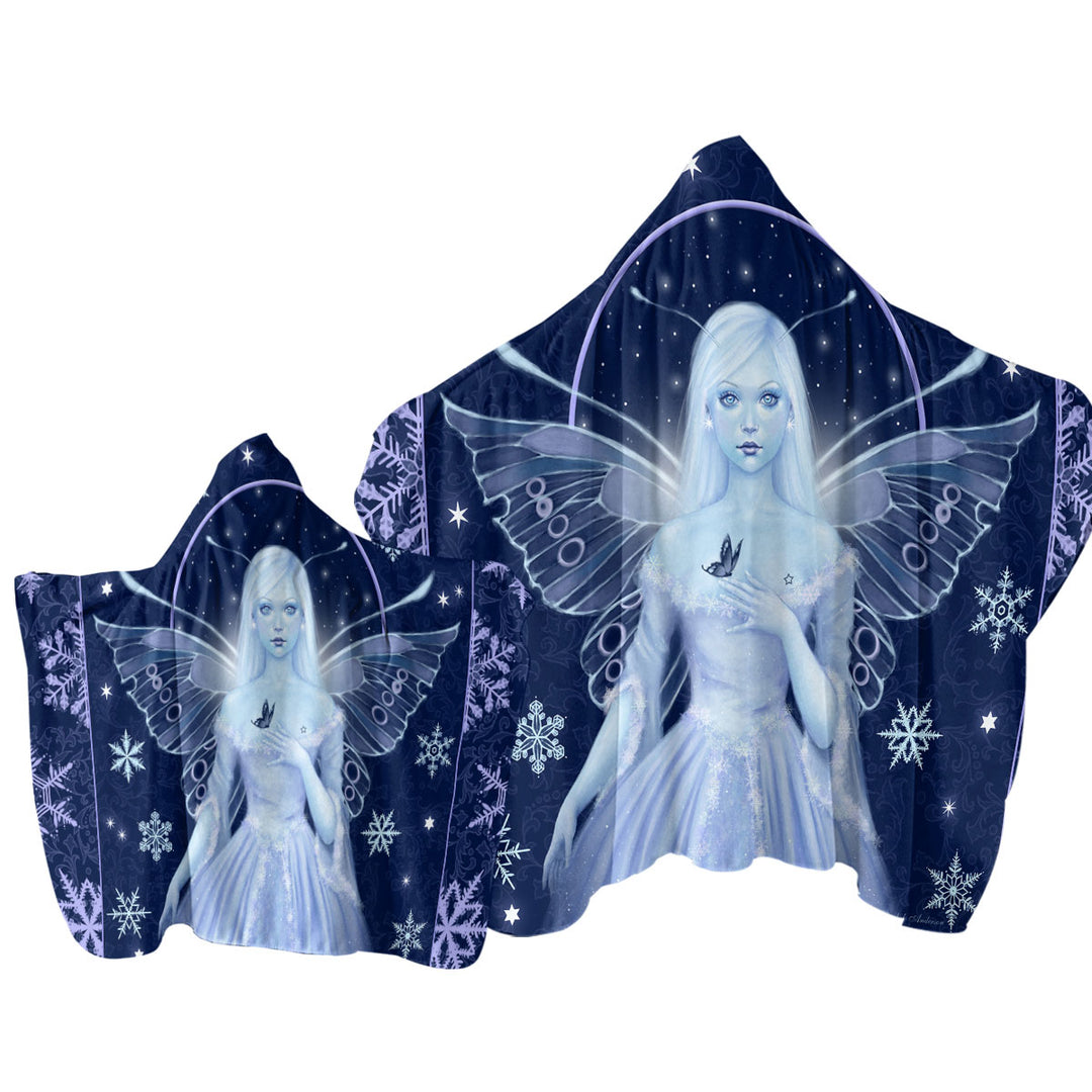 Fantasy Art Snowflakes and Stunning Snow Fairy Towel with Hood