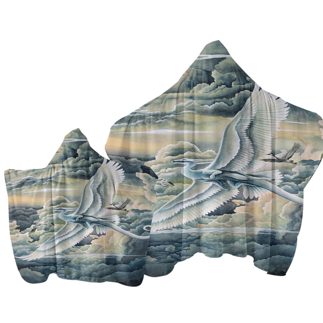 Fantasy Art Soaring Wonders Storks and Dragon Towel Hoodie