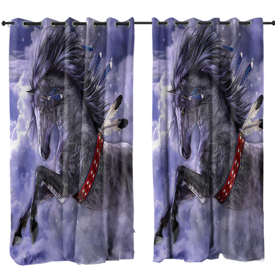 Fantasy Art Spirit Horse in the Clouds Curtains for Living Room