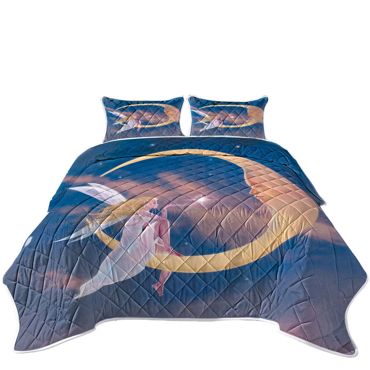 Fantasy Art Star Kiss Moon and Fairy Quilt