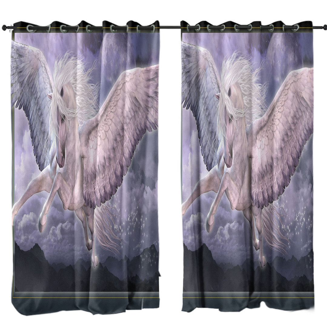 Fantasy Art Taking Flight Magical Flying Horse Pegasus Curtain