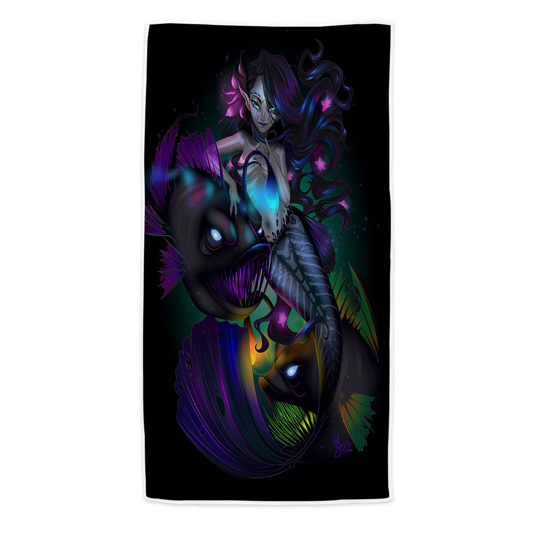 Fantasy Art The Anglerfish Mermaid Pool Towels