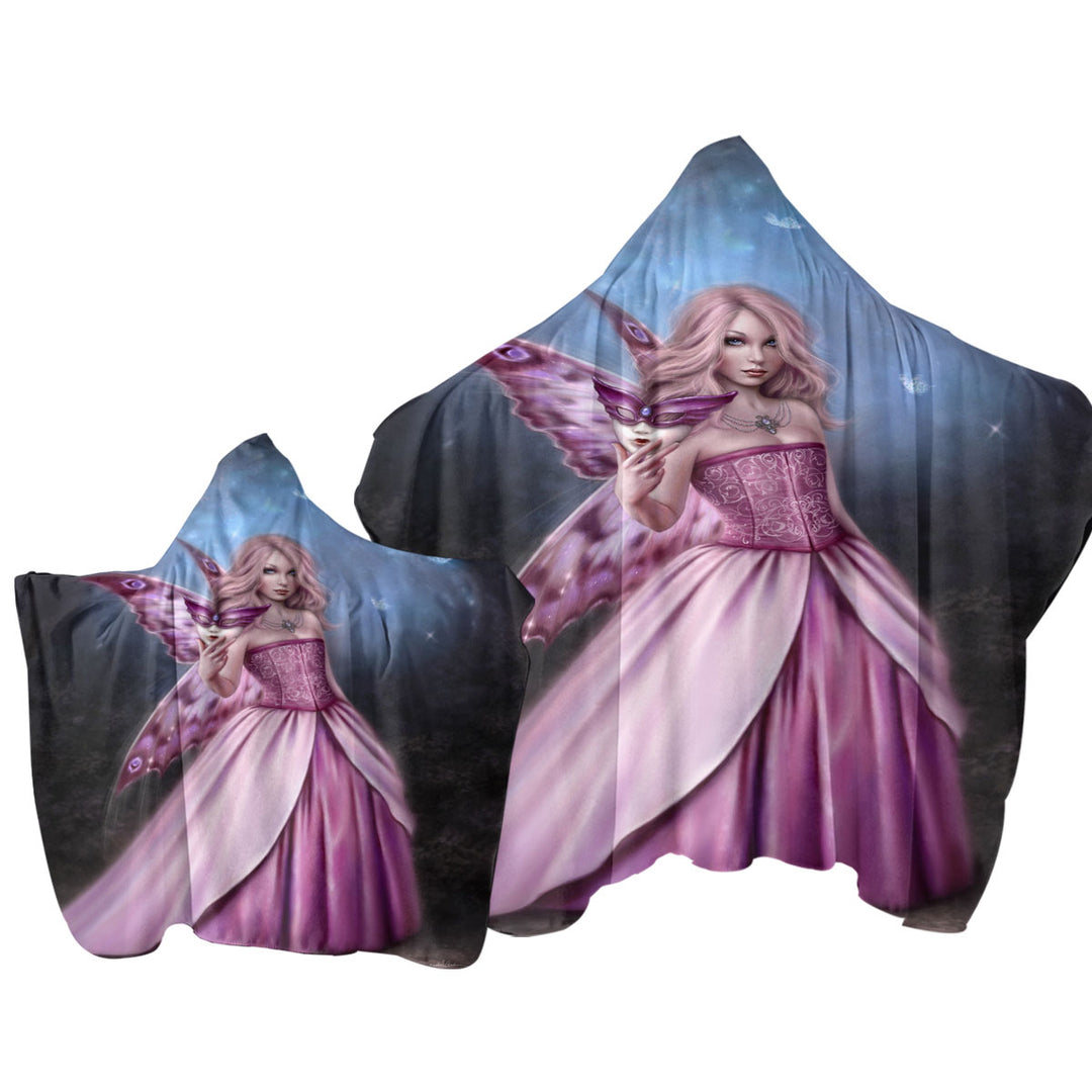 Fantasy Art Titania the Gorgeous Pinkish Butterfly Girl Towel Hoodie