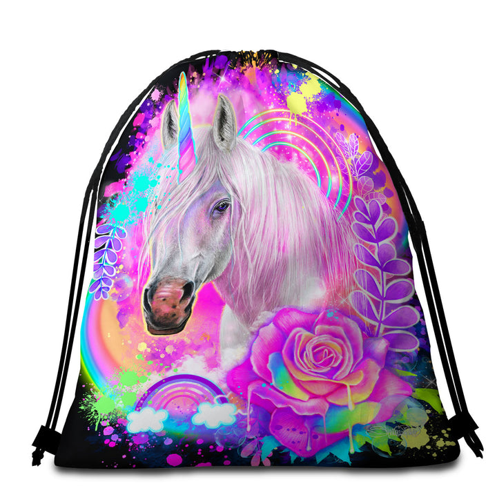 Fantasy Art Unicorn Girls Beach Bags and Towels