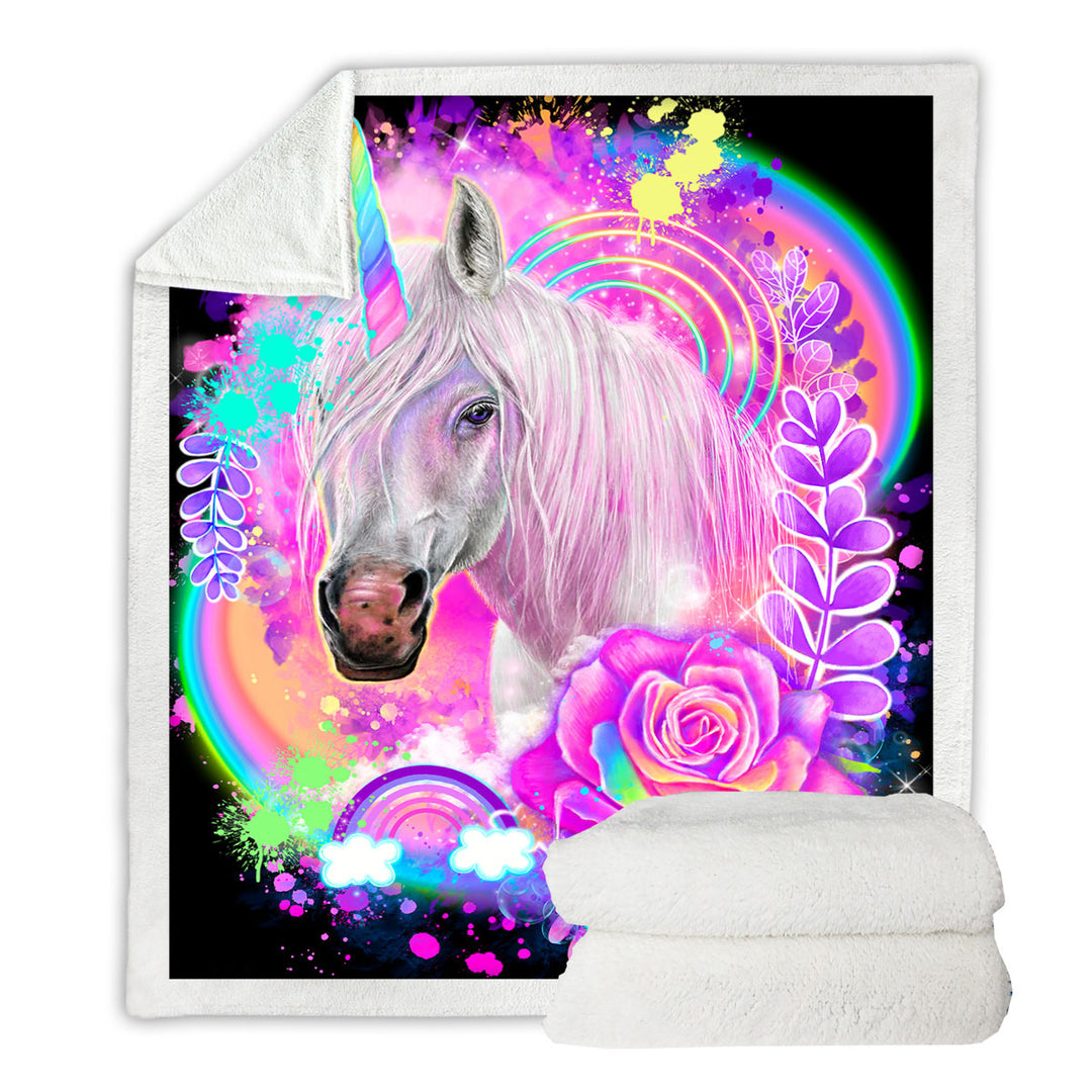Fantasy Art Unicorn Girls Lightweight Blankets