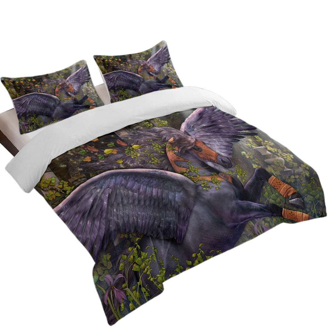 Fantasy Art Vine Flying Horse King Size Duvet Cover