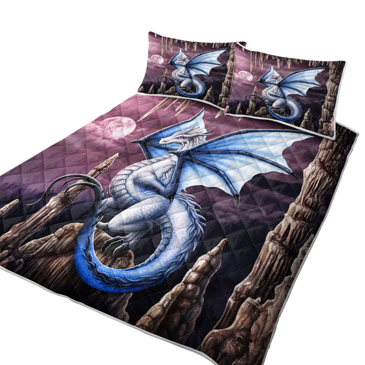 Fantasy Art Violet Stalactites Cave Dragon Coverlets