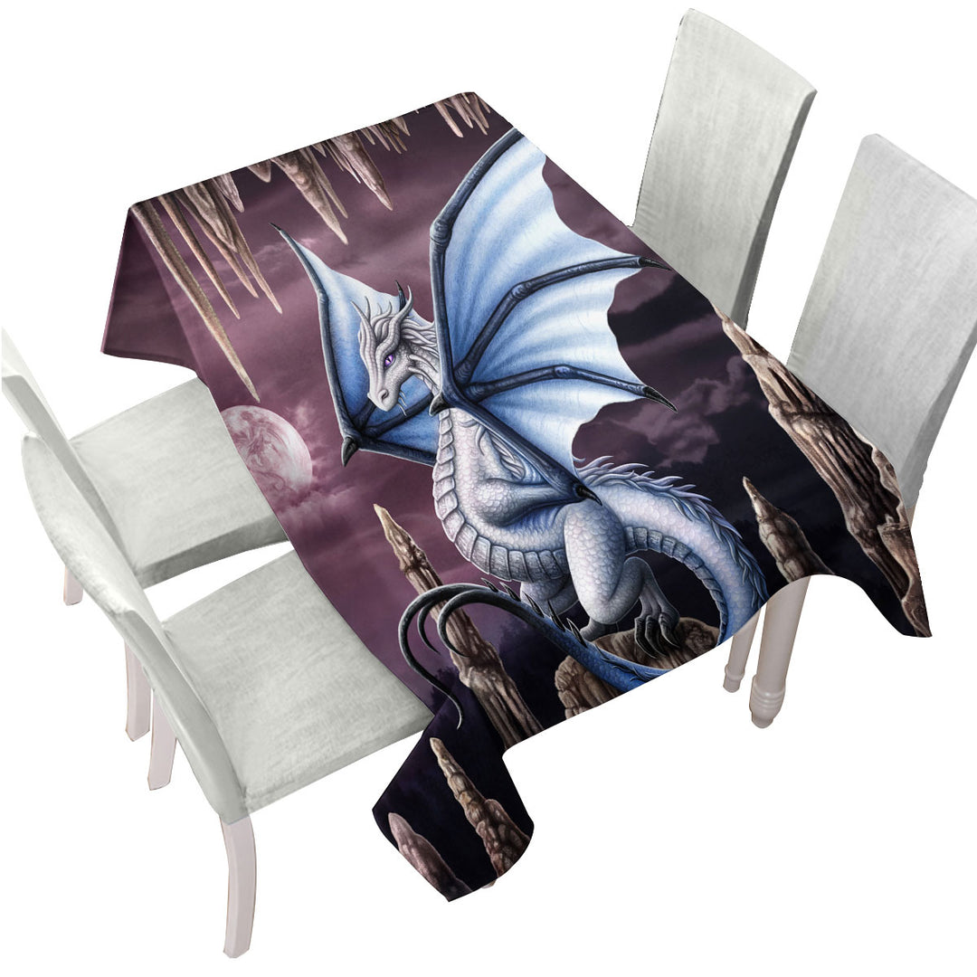 Fantasy Art Violet Stalactites Cave Dragon Tablecloth