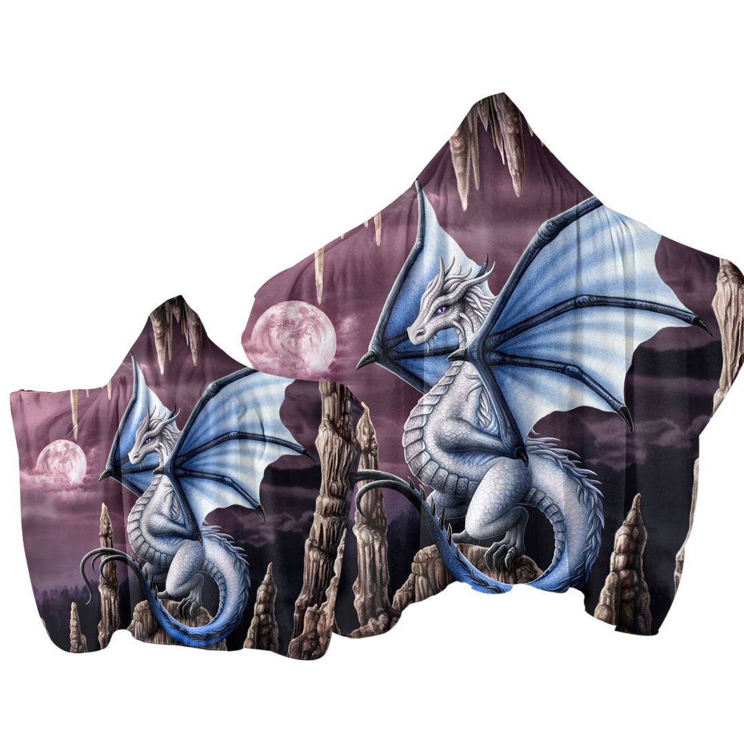 Fantasy Art Violet Stalactites Cave Dragon Towel Hoodie