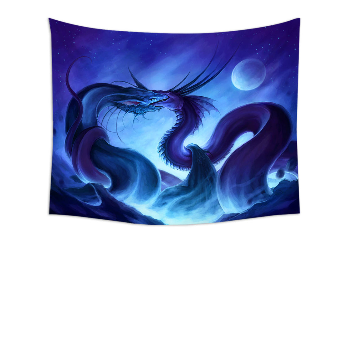 Fantasy Art Wall Decor Moon Night Dragon Fight