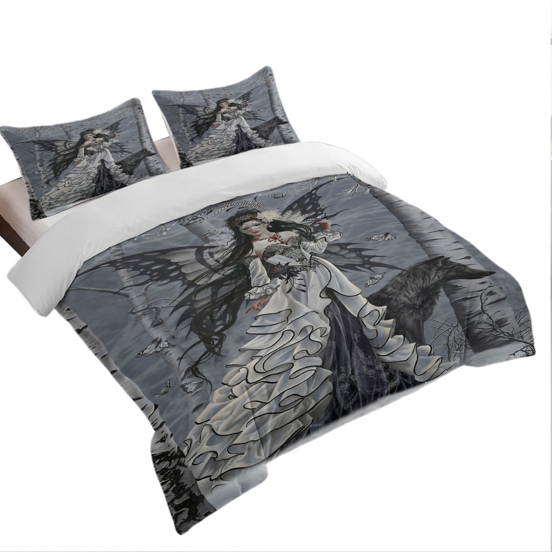 Fantasy Art Winter Fairy and Her Wolf Best Duvet Covers