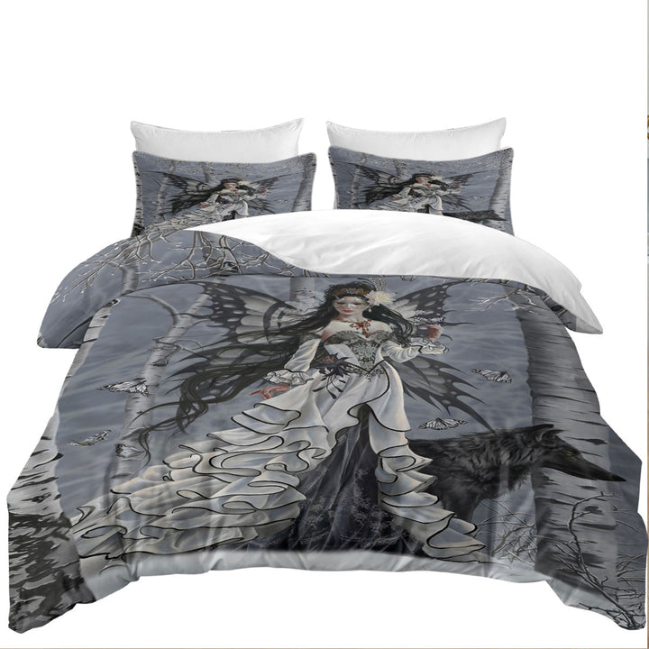 Fantasy Art Winter Fairy and Her Wolf Daybed Cover Sets