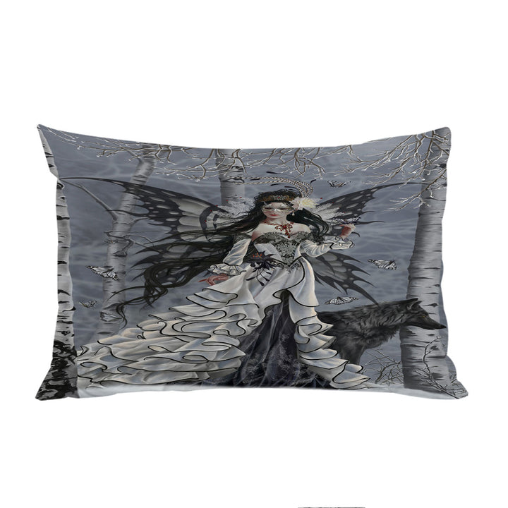 Fantasy Art Winter Fairy and Her Wolf Pillow Case Covers