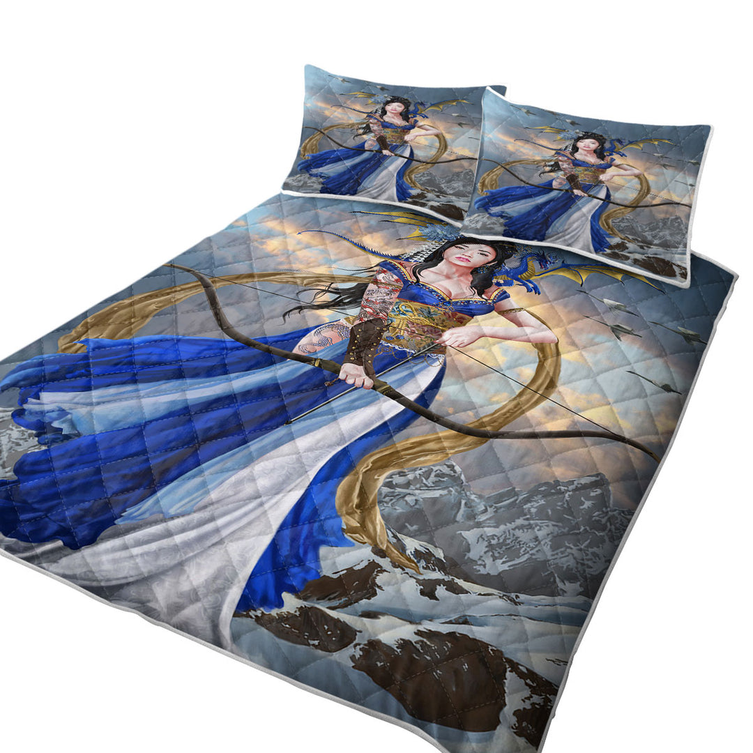 Fantasy Art Yukikaze Beautiful Japanese Archer Girl Summer Quilt