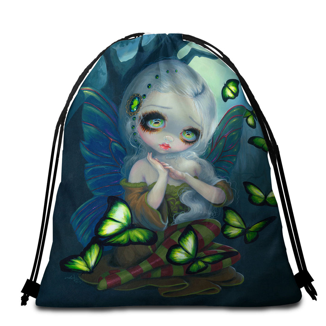 Fantasy Art the Absinthe Butterfly Fairy Beach Towel Bags