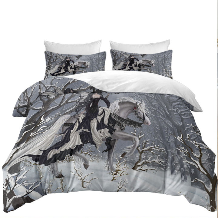 Fantasy Art the Dark Angel and Her Little Dragon Duvet Covers