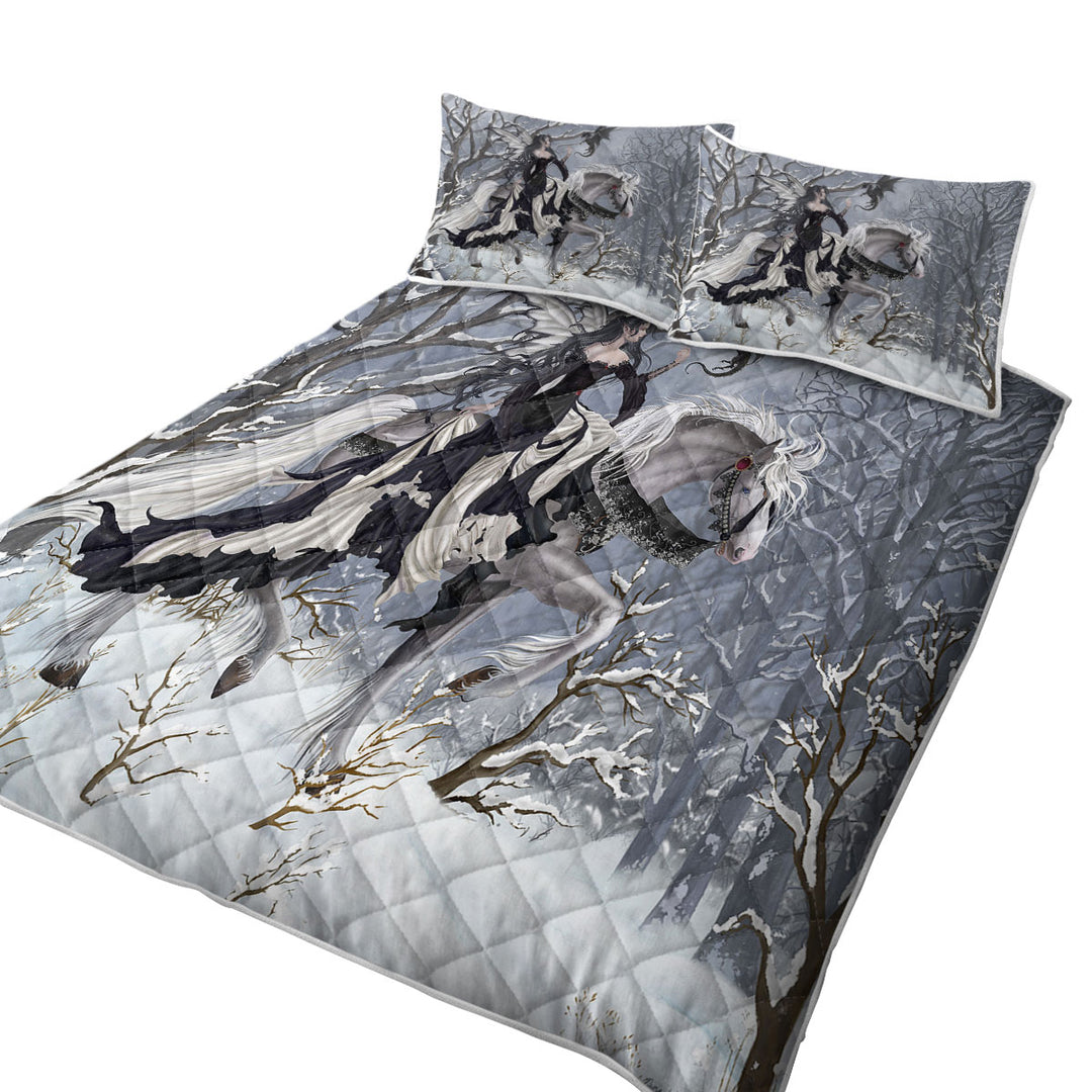 Fantasy Art the Dark Angel and Her Little Dragon Quilts