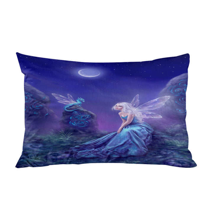 Fantasy Art the Moon Light Blue Dragon Fairy Pillow Cases