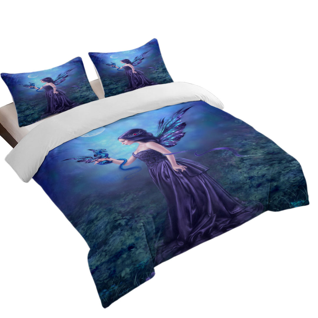 Fantasy Art the Moon Light Purple Dragon Fairy Duvet Cover sale