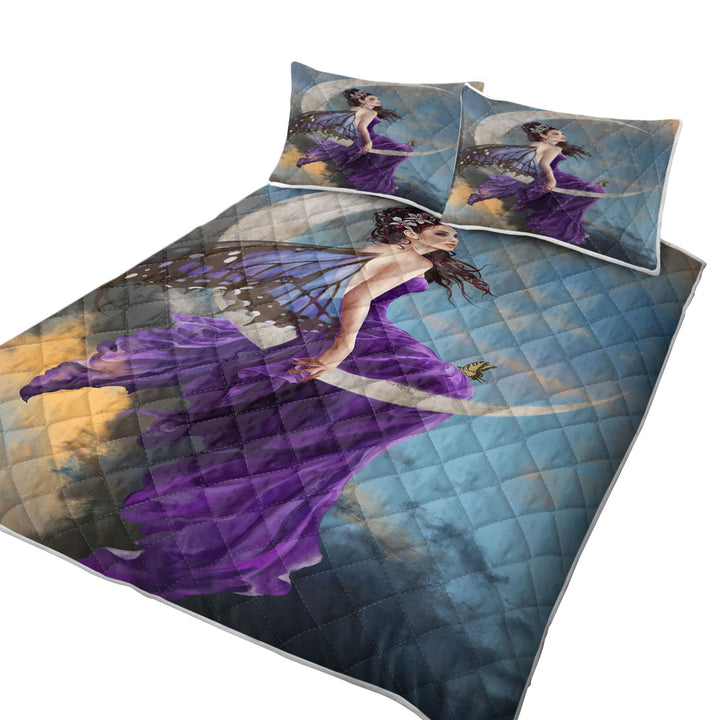 Fantasy Art the Pretty Purple Moon Fairy Quilts