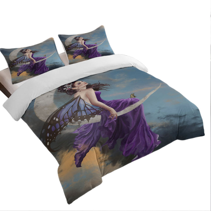 Fantasy Art the Pretty Purple Moon Fairy Twin Duvet Covers