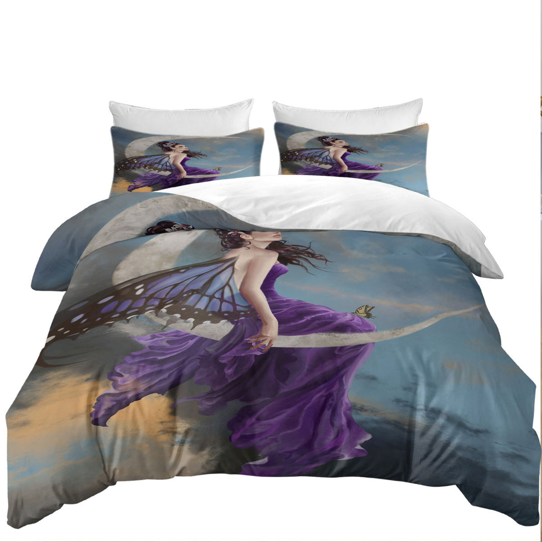 Fantasy Art the Pretty Purple Moon Fairy Twin xl Duvet Covers