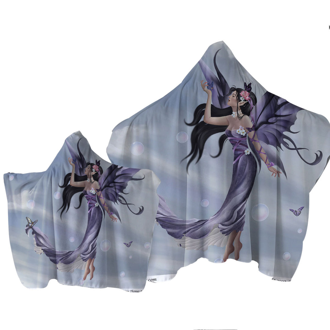 Fantasy Art the Purple Dream Catcher Fairy Hooded Beach Towel