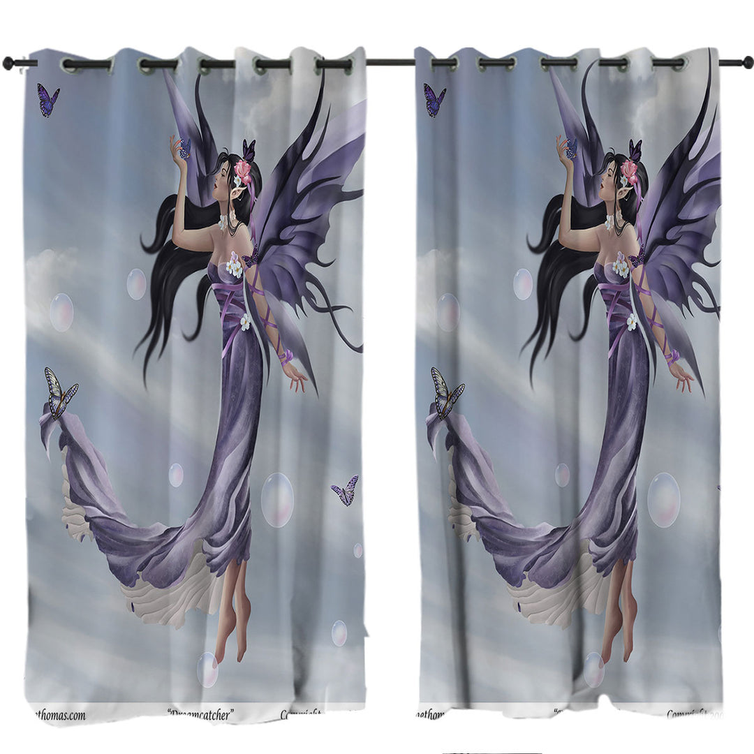 Fantasy Art the Purple Dream Catcher Fairy Window Curtains