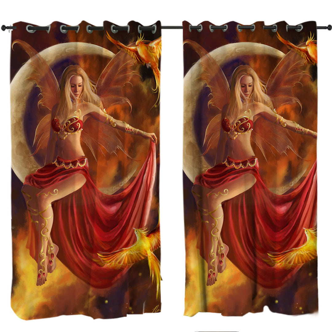 Fantasy Art the Red Fire Moon Fairy Curtains