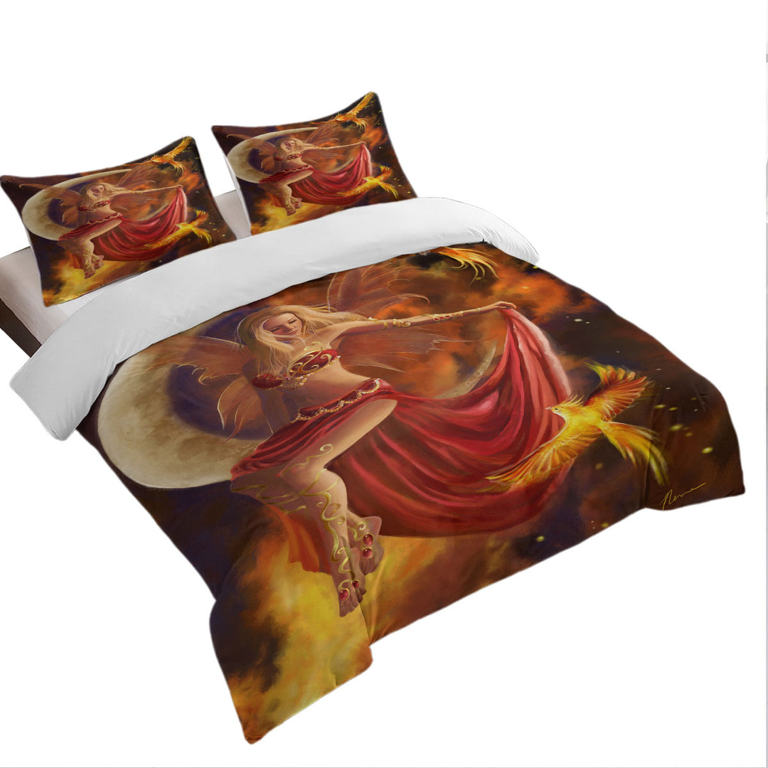 Fantasy Art the Red Fire Moon Fairy Duvet Cover sale