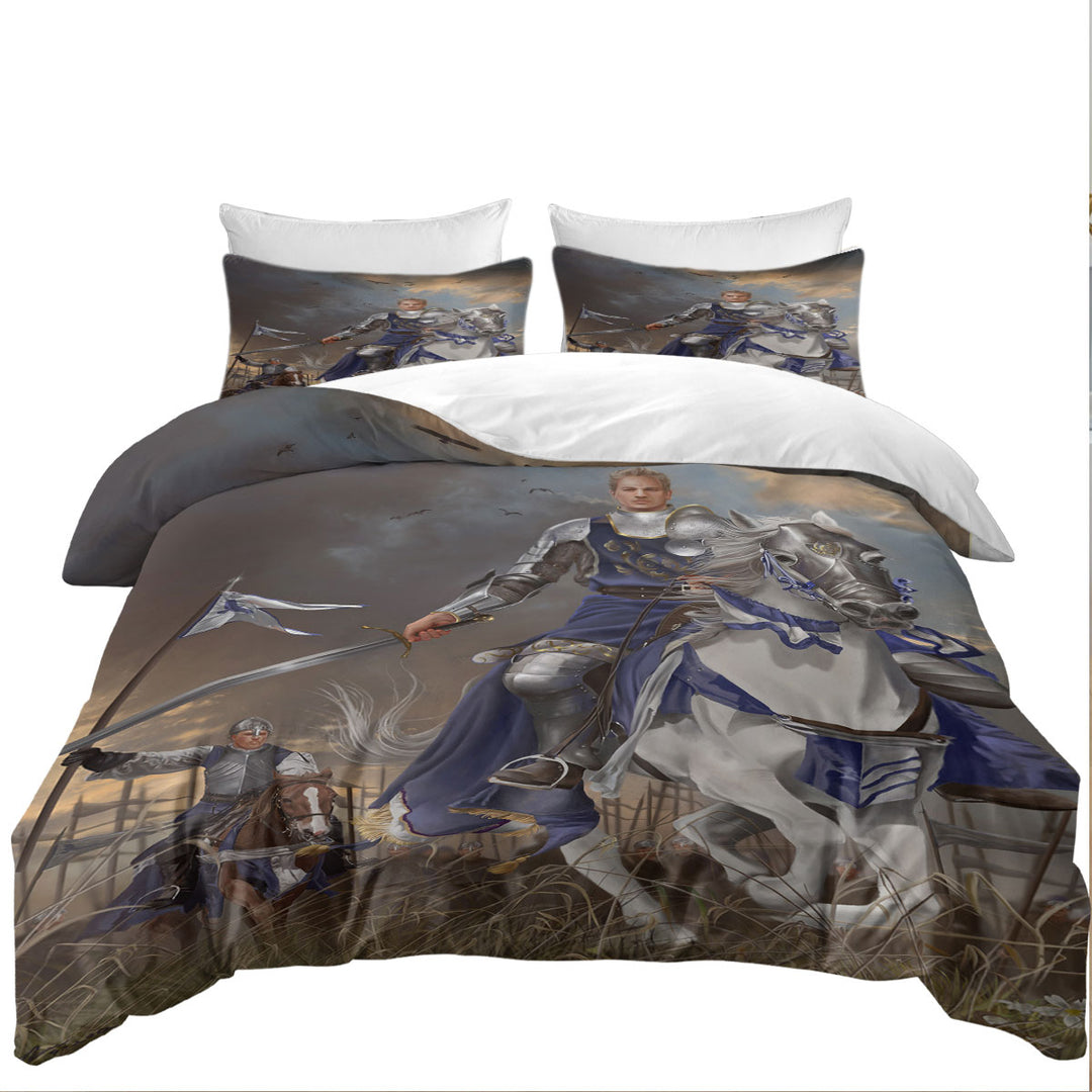 Fantasy Art the Usurper Two White Knights Bed Covers