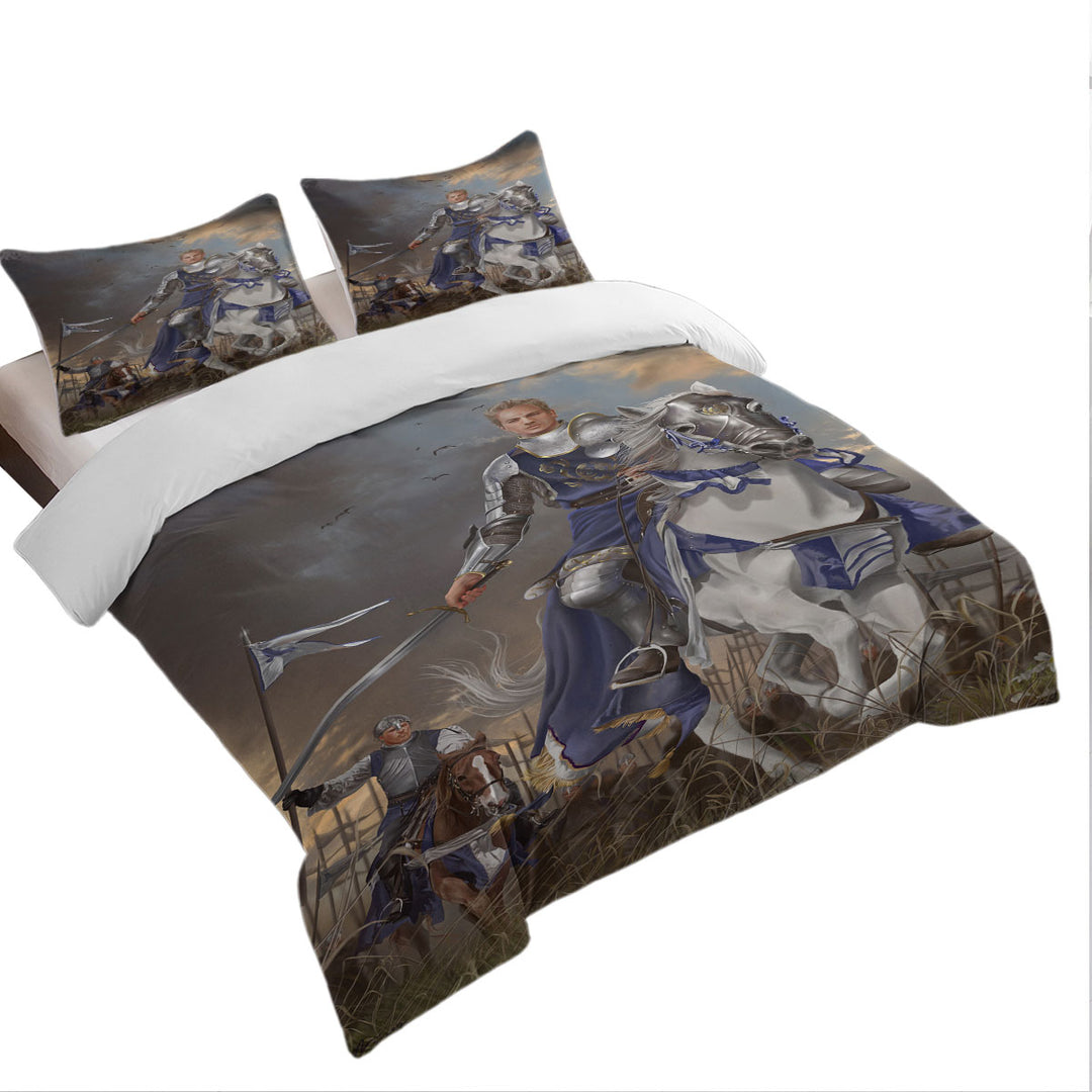 Fantasy Art the Usurper Two White Knights King Quilt Cover