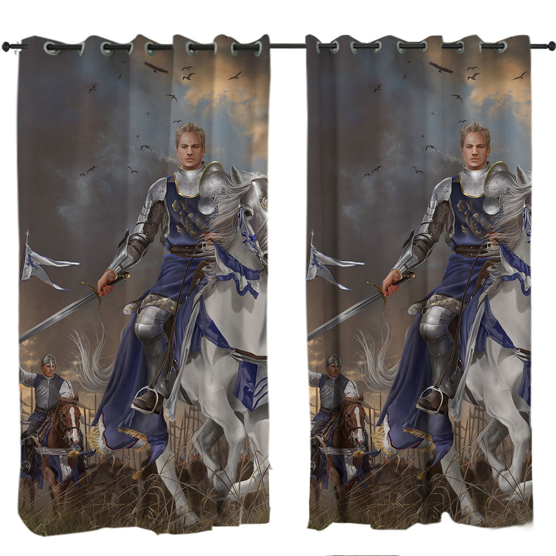 Fantasy Art the Usurper Two White Knights Window Curtains