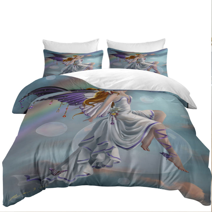 Fantasy Artwork Charming Rainbow Fairy Comforter Cover