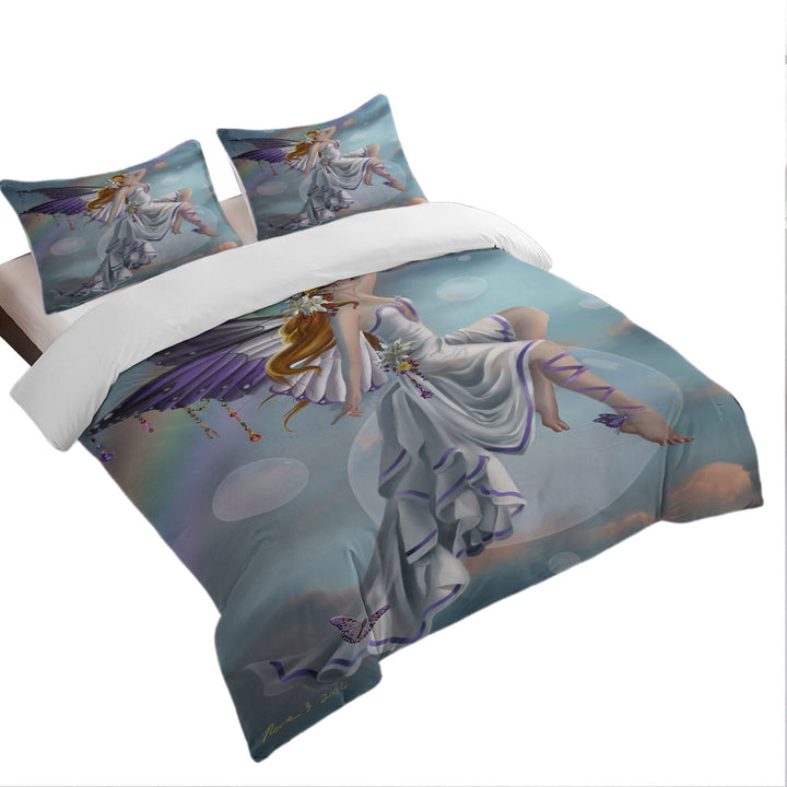 Fantasy Artwork Charming Rainbow Fairy Duvet Cover