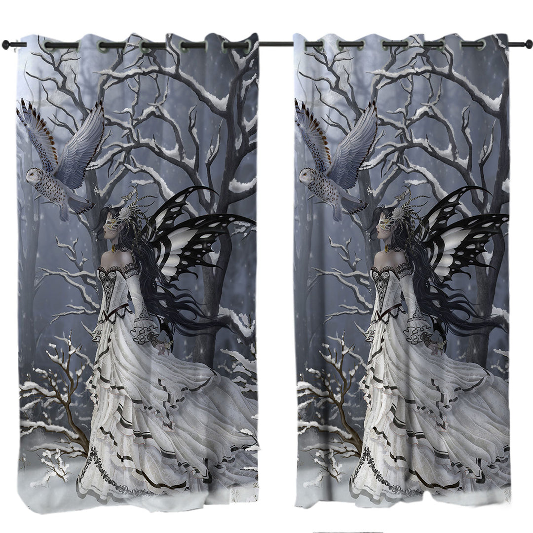 Fantasy Artwork Fairy the Queen of Owls Curtain