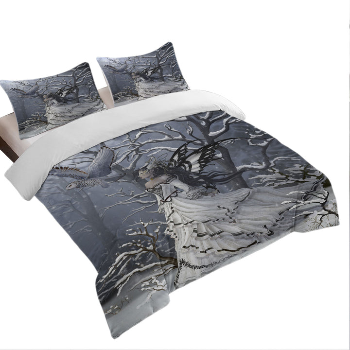 Fantasy Artwork Fairy the Queen of Owls Duvet Cover