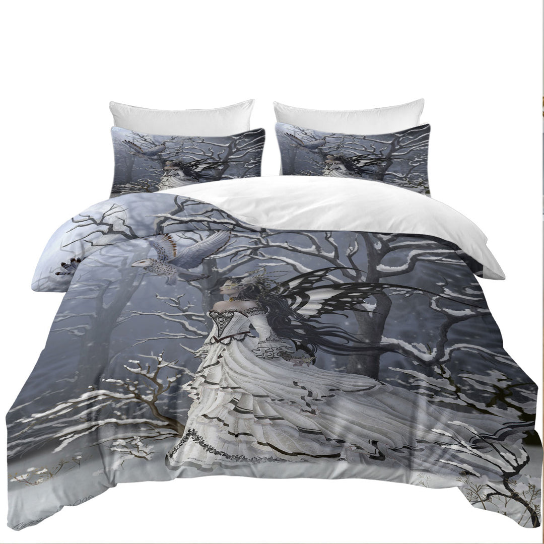 Fantasy Artwork Fairy the Queen of Owls Duvet Covers