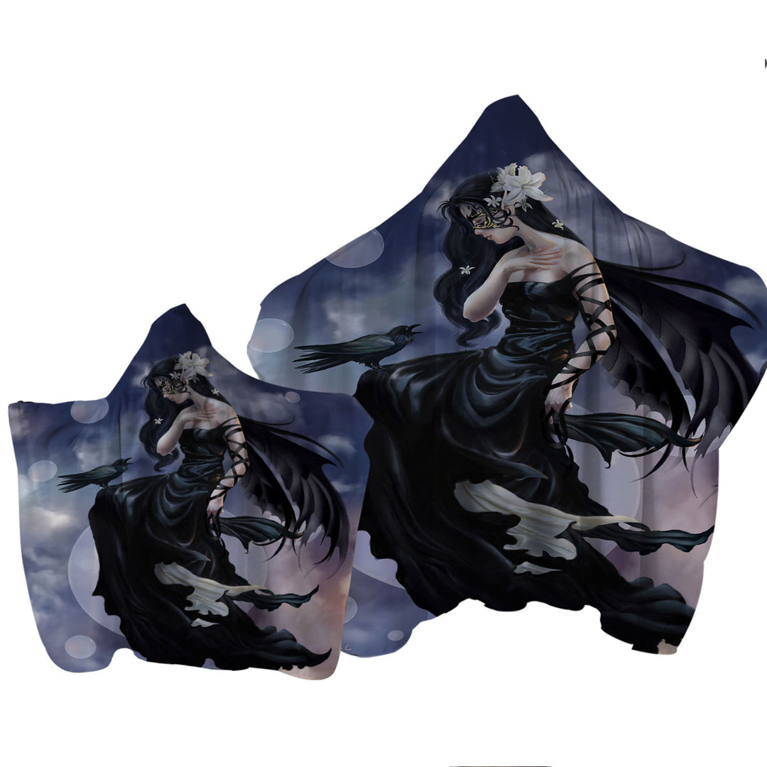 Fantasy Artwork the Dark Skies Fairy Hooded Beach Towel