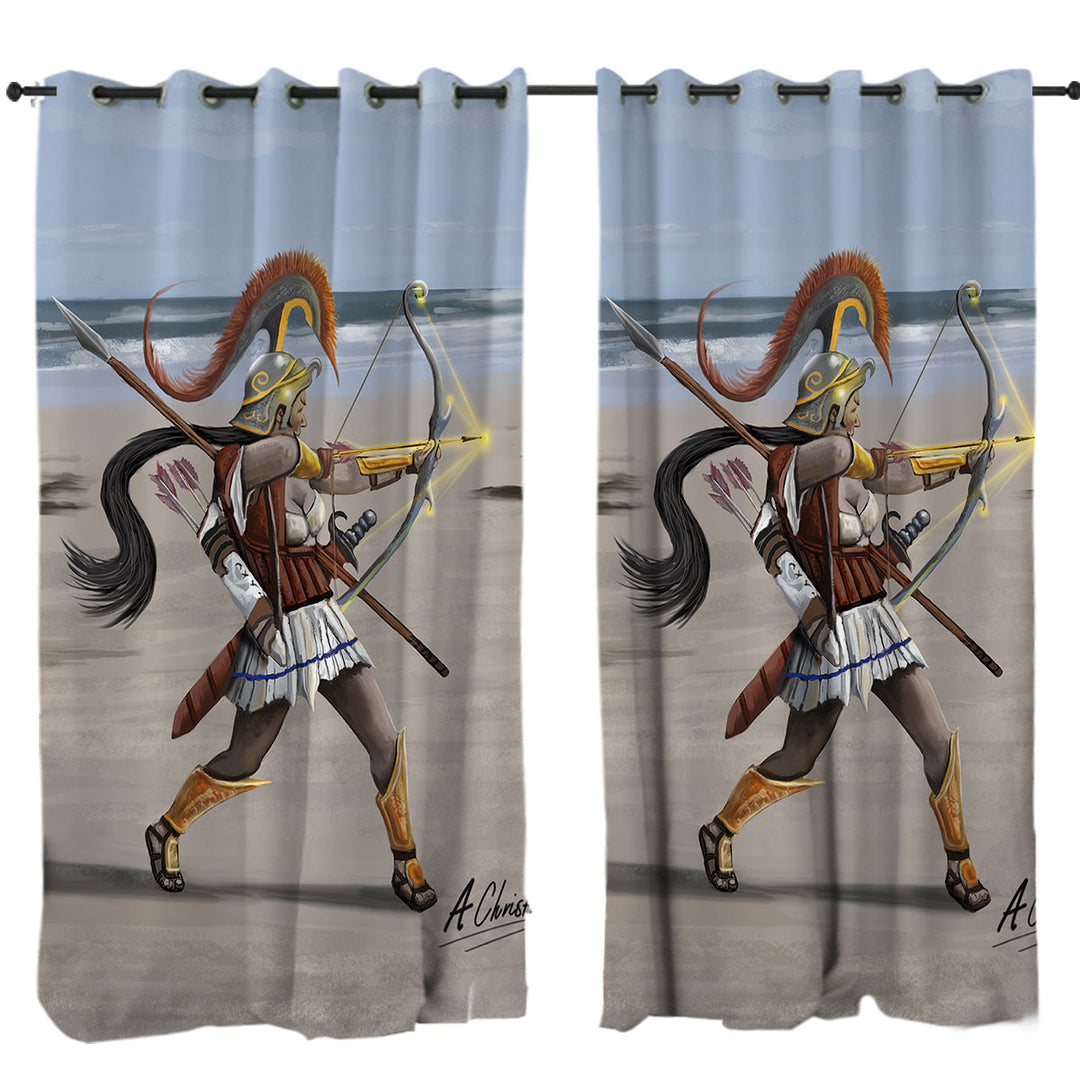 Fantasy Beach Cool Archer Warrior Curtains