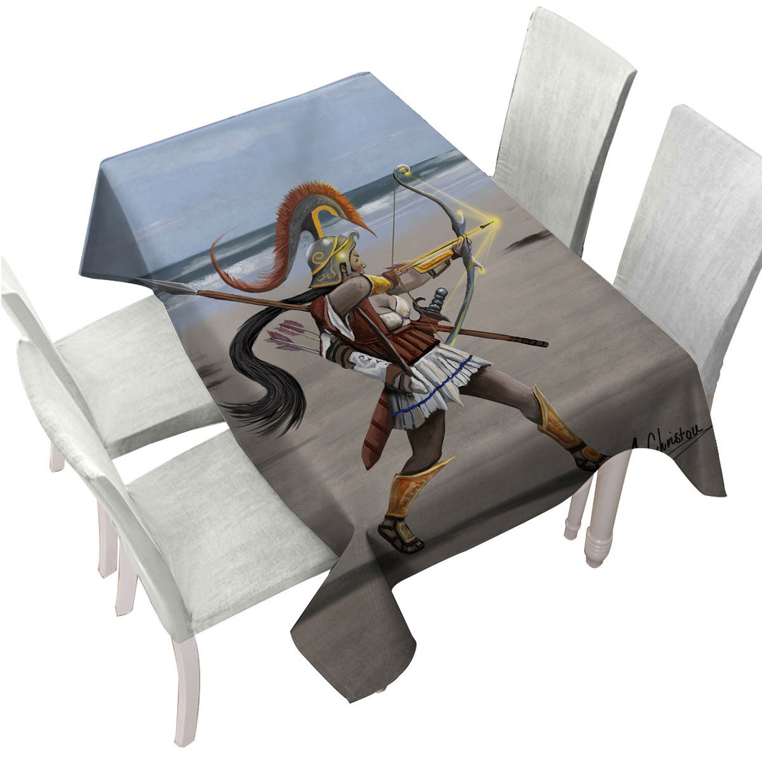 Fantasy Beach Cool Archer Warrior Tablecloth