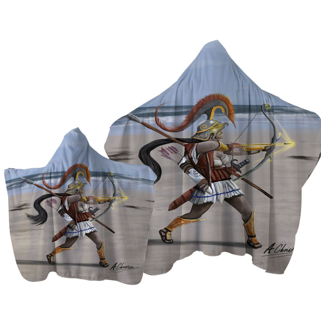 Fantasy Beach Cool Archer Warrior Towel Hoodie