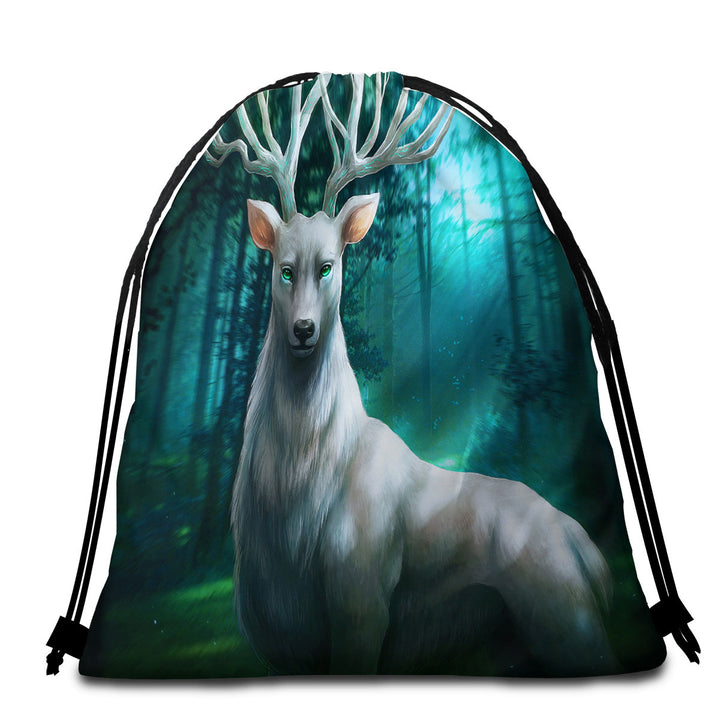 Fantasy Beach Towel Bags with  Animal Art Forest Deer God