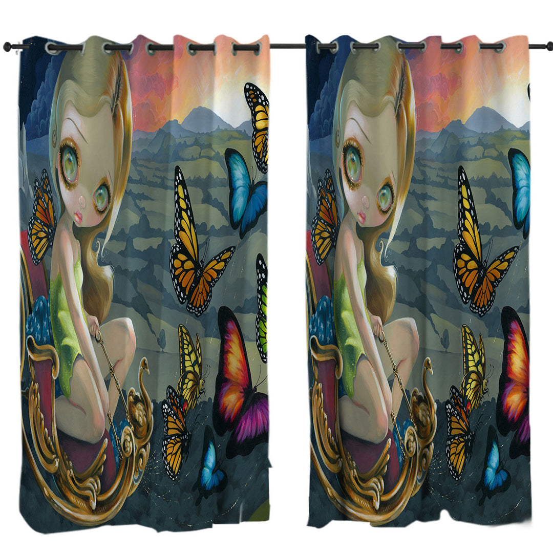 Fantasy Beautiful Fairy and Butterfly Chariot Curtains