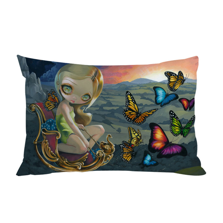 Fantasy Beautiful Fairy and Butterfly Chariot Pillow Cases